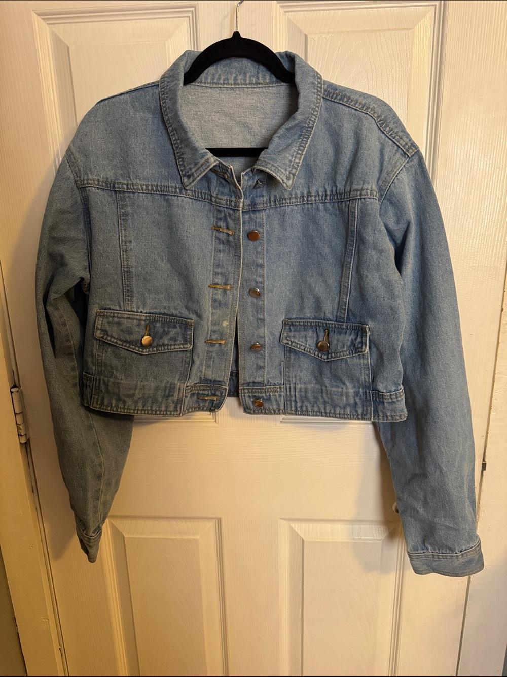 SHEIN Light Blue Cropped Denim Jacket